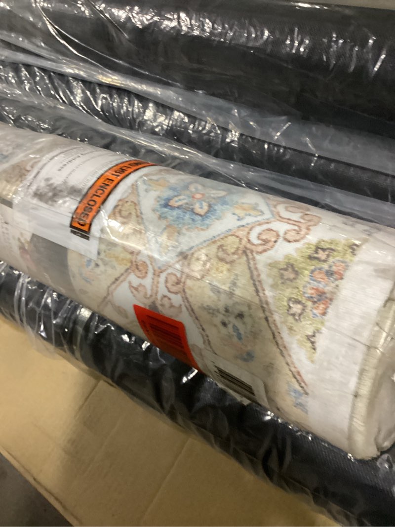 Condition photo showing As Is for gertmenian indoor boho area rug - 6x9 medium, non slip, super strong, ideal for high traffic areas in bedroom, living room, kitchen - tanis, ivory, 28963 tanis, ivory 6'6" x 9' (medium)