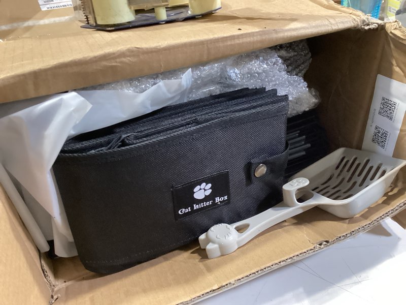 Condition photo showing Good Condition for pawing cat enclosure indoor with litter box, 4-tier metal wire cat cage, diy detachable design for cats, kittens & small animals, multi-level kennel 41"l x 18"w x 55"h