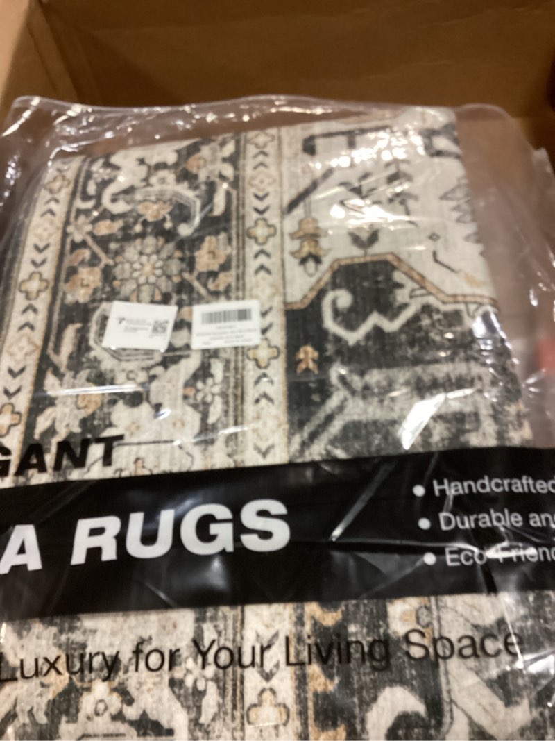 Condition photo showing Good Condition for RUUGME Washable 8x10 Area Rugs - Large Rugs for Living Room Stain Resistant Carpet Vintage Rugs for Bedroom with Non Slip Backing Home Decor Floor Decoration Mat (8x10 Black) 8' x 10' (Rectangular) Black