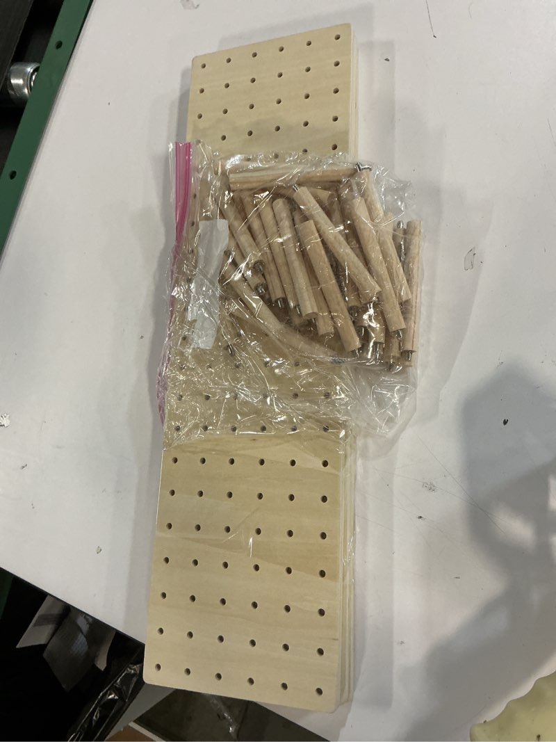 Condition photo showing As Is for Kigley 6 Pcs Wood Pegboard Drawer Organizer with 48 Pegs - Peg Drawer Organizers for Dishes & Food Containers (20.98x5.91) 20.98x5.91" Wood Color