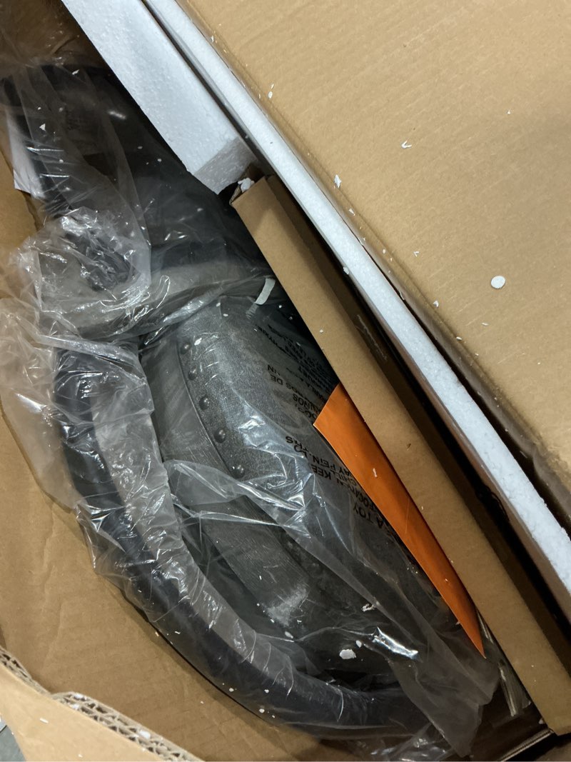 Condition photo showing Good Condition for signature design by ashley caitbrook | farmhouse swivel 24" counter height barstool – 360° swivel, upholstered with nailhead trim, metal & wood frame, gray dark gray counter high back