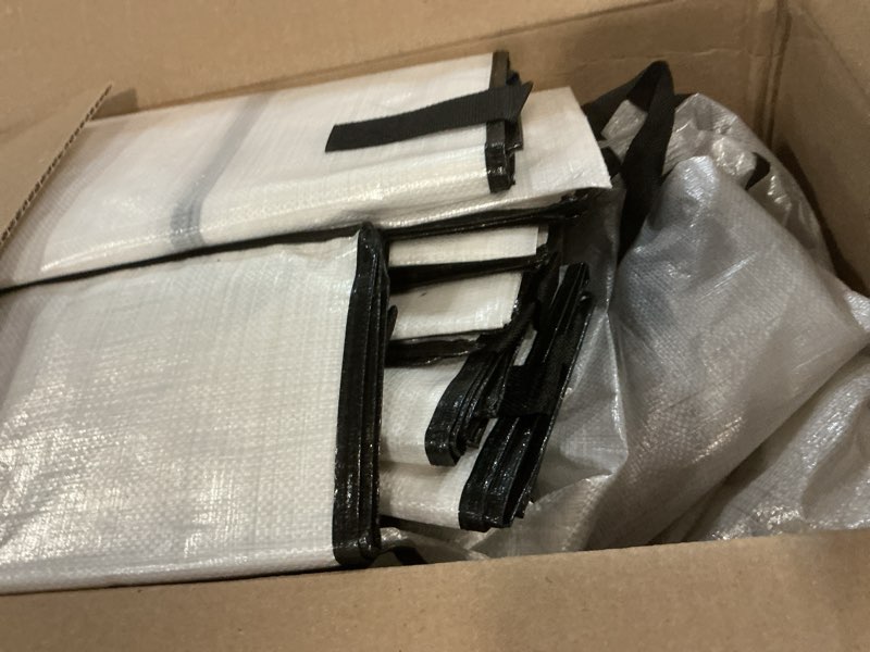 Condition photo showing New/Like New for 8 pack large strong moving bags with zippers & carrying handles - water-resistant - heavy duty storage tote for space saving, fold flat, alternative to moving box (semi-transparent) semi-transparent 8 pack-24gal
