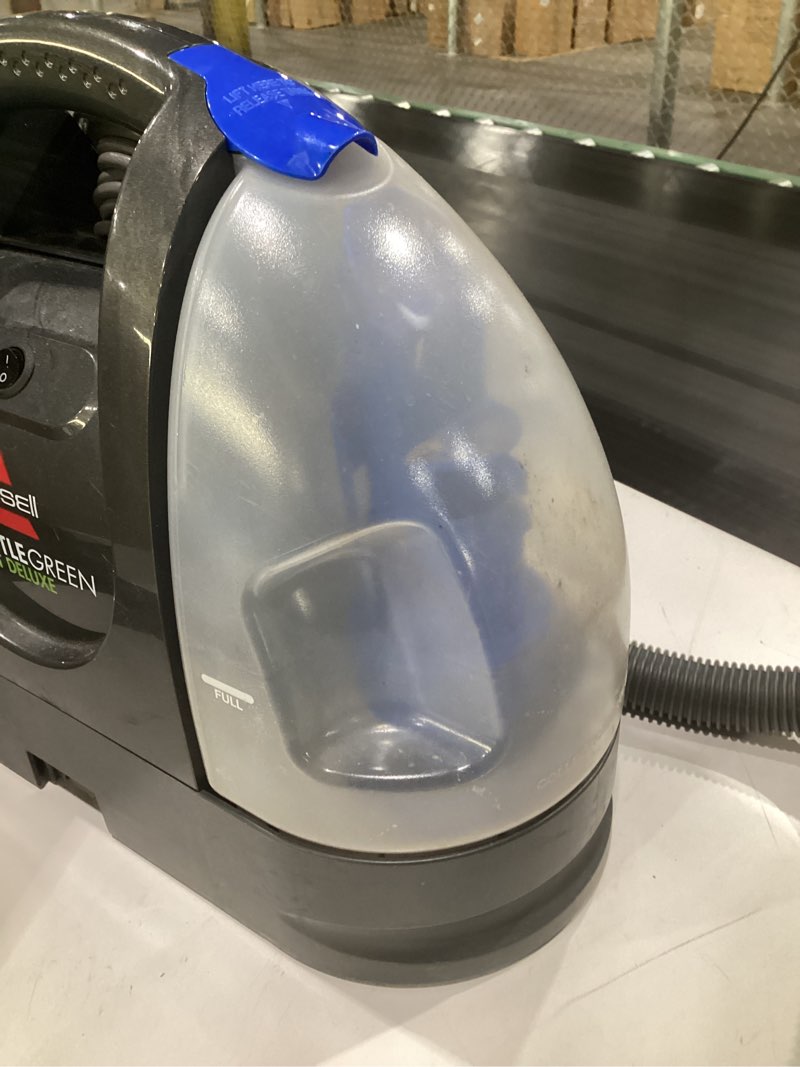 Condition photo showing As Is for (used, not tested)bissell little green pet deluxe portable carpet cleaner and car/auto detailer, 3353, gray/blue little green deluxe