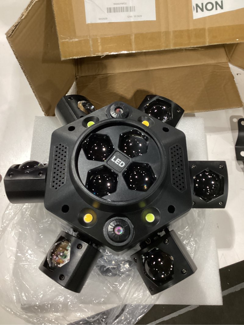Condition photo showing As Is for not tested moving head dj lights 6-arm lamp with remote control 150w rgbw 4in1 led dj stage lights moving head disco light dmx512 & sound activated rotating light starlight for wedding live house ktv bar & club
