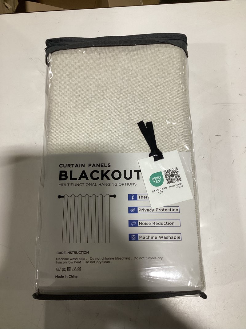 Condition photo showing New/Like New for 100% Blackout Shield Linen Blackout Curtains for Bedroom 96 Inches Long, Back Tab/Rod Pocket Living Room Drapes, Thermal Insulated Blackout Curtains 2 Panels Set, 50" W x 96" L,Cream Cream 50"W x 96"L (Pack of 2)