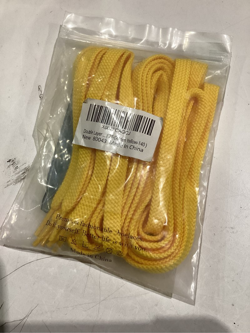 Condition photo showing Good Condition for VSUDO Double Layer Shoe Laces for Sneakers,5/16" Flat Shoelaces Compatible with Converse, Vans, and Air Force - 2 Pairs 54" ( 137 CM ) 16 Golden Yellow