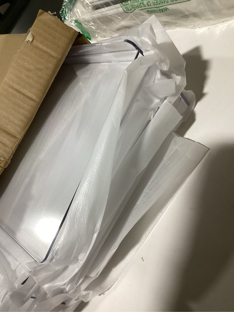 Condition photo showing Good Condition for Shelf Dividers Purse Organizer for Closet: 8-Pack Acrylic Bag Storage Organizer for Handbags, Clutches, Clothes, Sweater, Towel on Wood Shelves