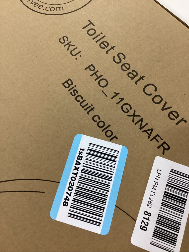 Condition photo showing As Is for centoco elongated plastic toilet seat, fits kohler/american standard/toto, standard economy model, made in the usa, dsamaz16-106, bone bone standard elongated