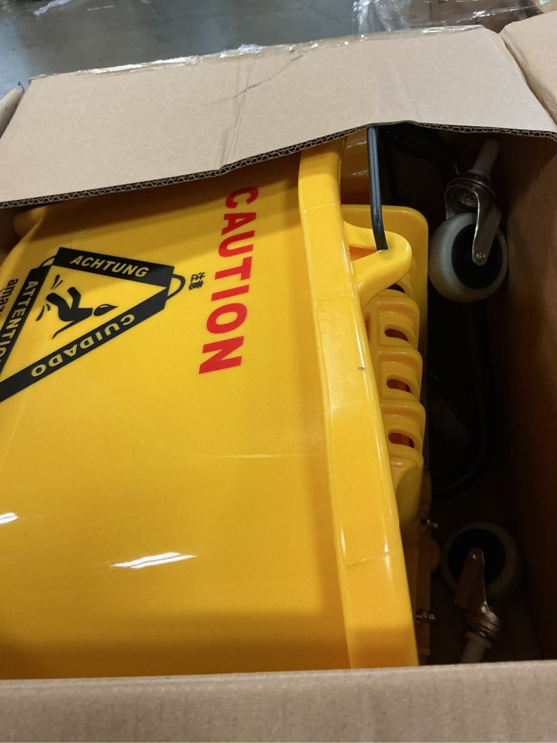 Condition photo showing Good Condition for amazon basics commercial side press wringer floor cleaning mop bucket on wheels, 35-quart, yellow