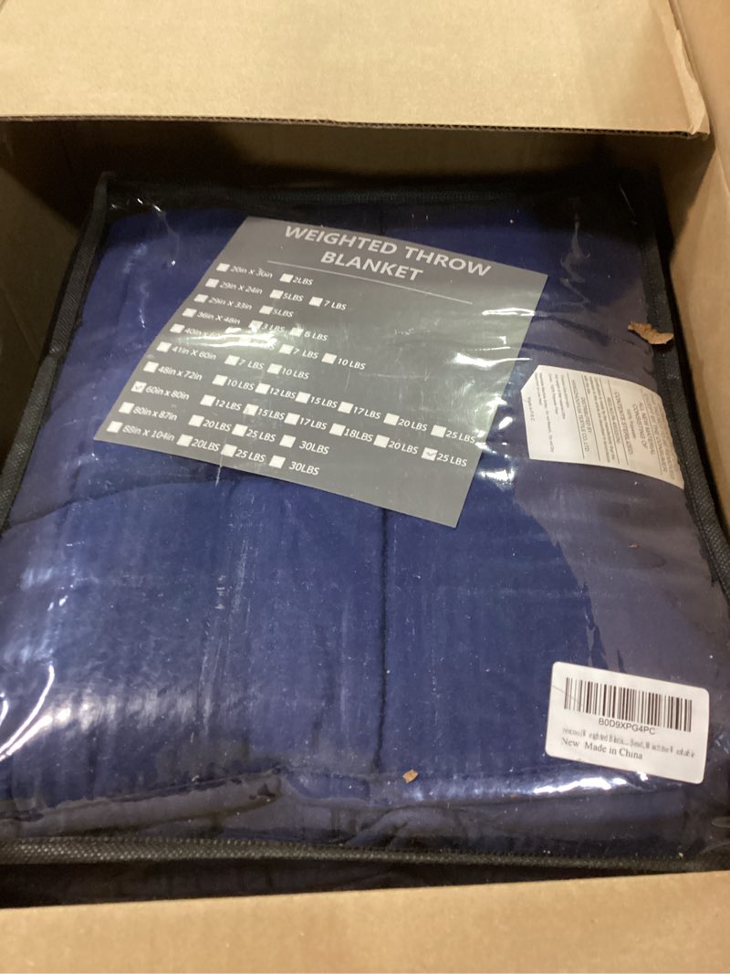 Condition photo showing Good Condition for yescool Weighted Blanket for Adults (25 lbs, 60" x 80", Blue) Cooling Heavy Blanket for Sleeping Perfect for 240-260 lbs, Queen Size Breathable Blanket with Premium Glass Bead, Machine Washable Blue 60X80-25 lbs