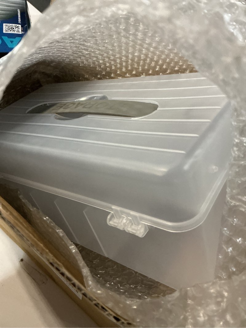 Condition photo showing New/Like New for Large Bandage Organizer with Lid, Plastic 2 Tiers Container for Home Medicine Cabinet, Office, School Use, Bandages Storage Holder for Fabric Adhesive Strip, Medical Elastic Wrap 1 Pack