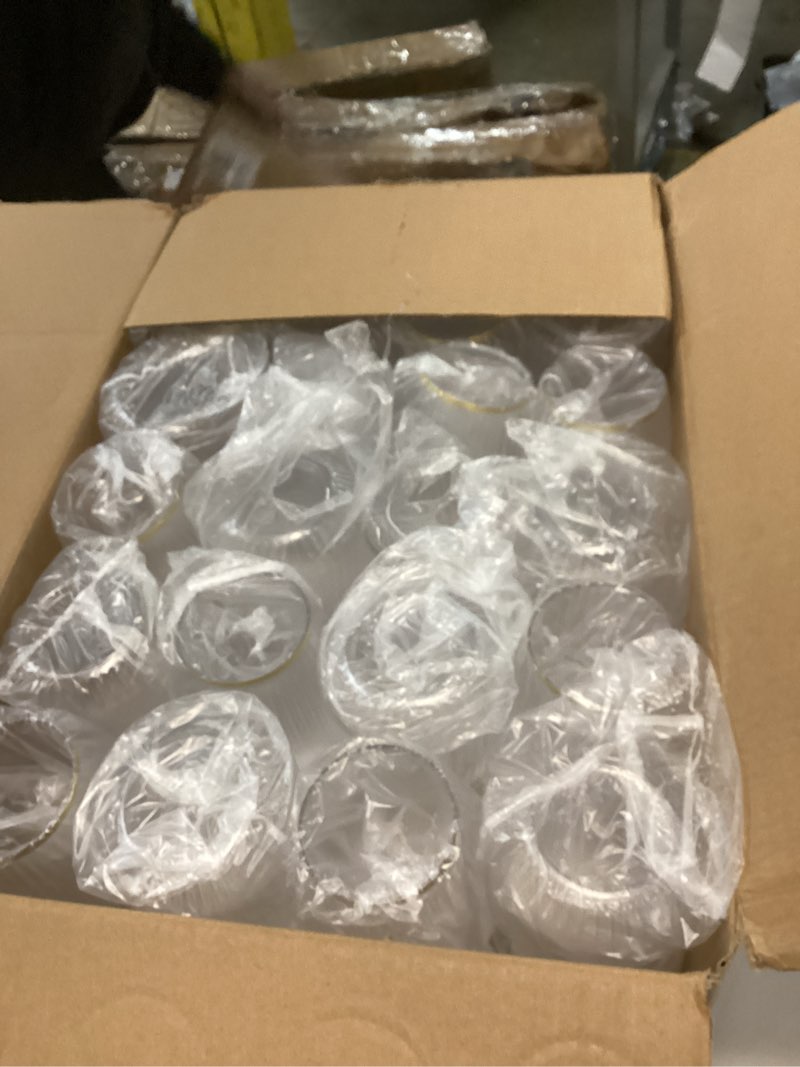 Condition photo showing New/Like New for BESTSTAR 72 Pcs 12 oz Plastic Clear Gold Rim Ribbed Wine Glasses, Origami Ripple Disposable Champagne Glasses Elegant Whiskey Glasses Ideal for Weddings, Bars, Christmas, Pool Party, Daily Use 72 PCS Gold Rim