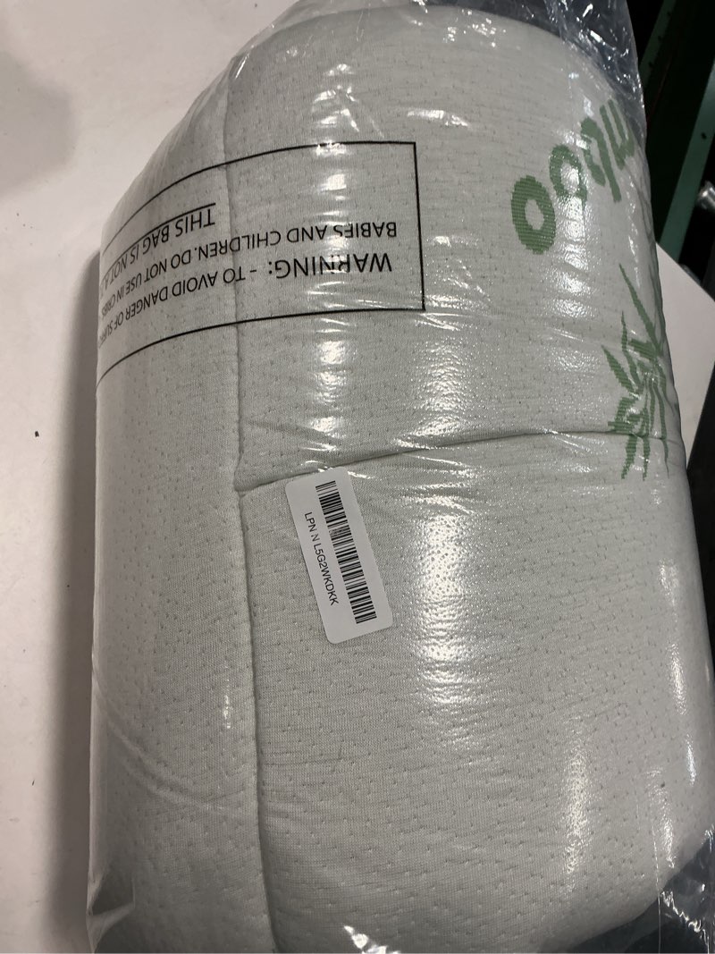 Condition photo showing As Is for Ultra Soft Queen Size Mattress Topper - Viscose Made from Bamboo Pillow Top Mattress Pad for Back Pain Relief - Naturally Cooling for Hot Sleepers, Green Green Queen
