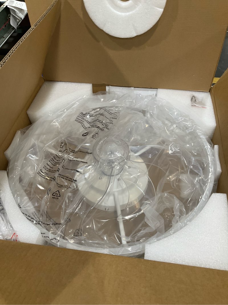 Condition photo showing New/Like New for STERREN Ceiling Fans with Lights,20" Low Profile Ceiling Fan with Remote Control, Modern Flush Mount Ceiling Fan,White Fan Light for Bedroom, Living Room,Kitchen,Small LED Ceiling Light Fixture White 19.7 inch