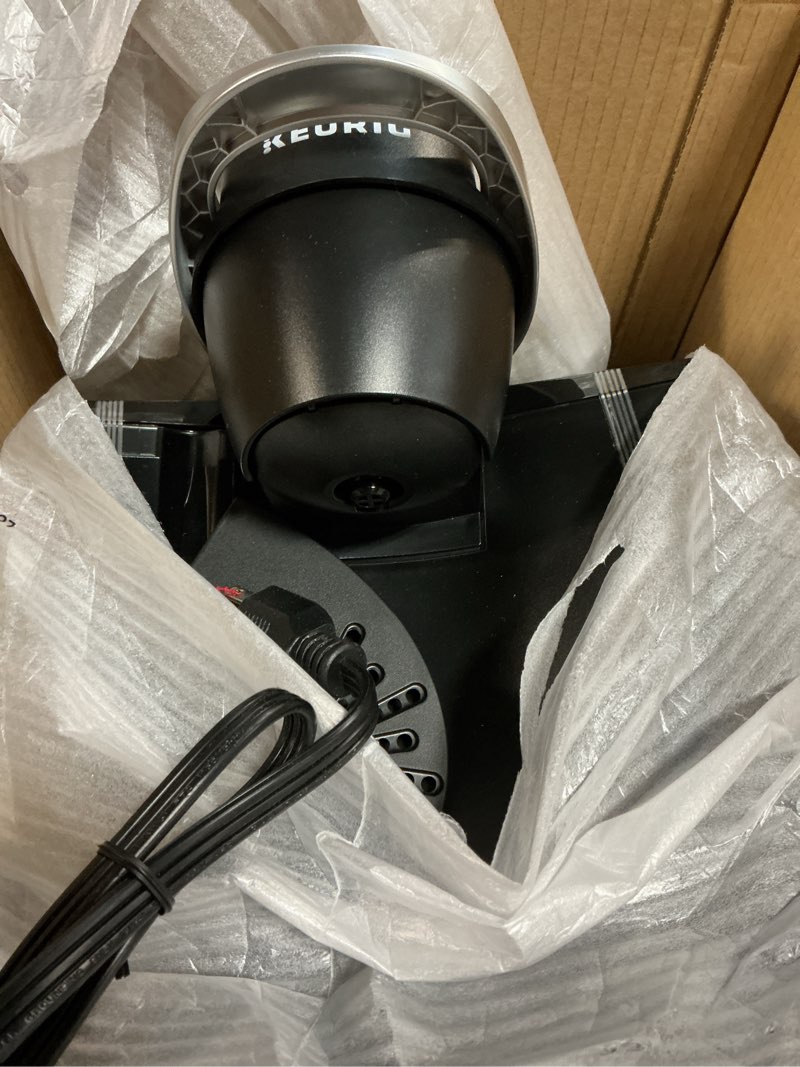 Condition photo showing As Is for keurig k-elite single serve k-cup pod coffee maker, with strength and temperature control, iced coffee capability, 8 to 12oz brew size, programmable, brushed slate