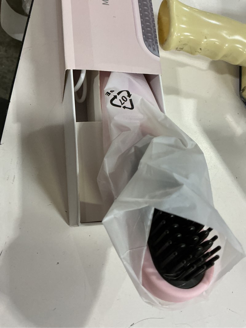 Condition photo showing As Is for Go Brush Pro 2026 Hair Straightener Brush 300 Million Negative Ionic Portable Hair Straightener Comb for Women with 4 Temps Fast Heating MCH Ceramic Coating Smooth Frizz Hair Light Pink