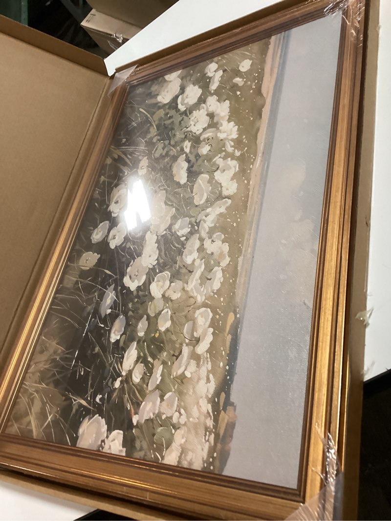 Condition photo showing New/Like New for Gold Framed Wall Art Vintage Wildflower Canvas Art Farmhouse Floral Picture White Flower Wall Decor Antique Prints Rustic Paintings Landscape Artwork for Bedroom Living Room 8x10 Inch White wildflowers Framed 8"x10"