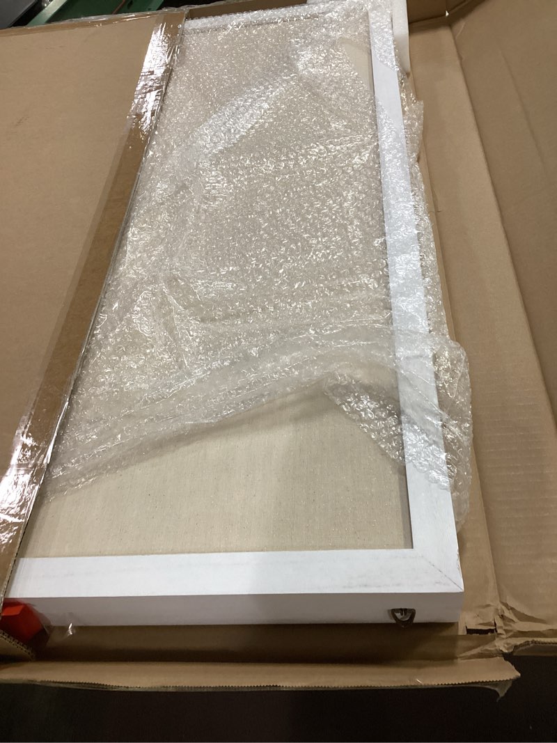 Condition photo showing Good Condition for 36''x48'' Inch Linen Cork Bulletin Board with Frame, Decorative Pin Board for Office Home and School Wall Decor