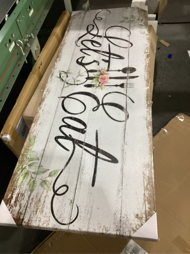 Condition photo showing New/Like New for kreative arts let's eat kitchen canvas wall art print vintage inspirational quotes painting picture giclee prints for restaurant cafe farmhouse decor housewarming gift 20x55 inches