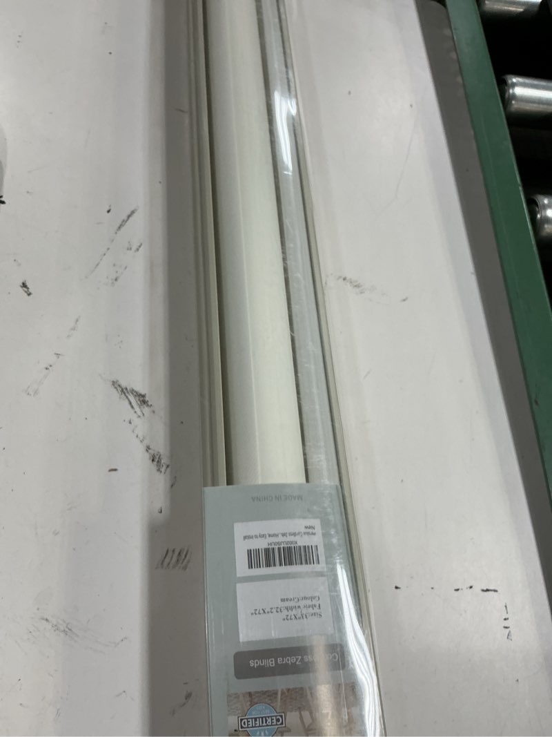 Condition photo showing As Is for persilux cordless zebra blinds for windows (33" w x72 h, cream) free-stop roller windows shades dual layer light control for day and night, light filtering sheer shades for home, easy to install 33"w x 72"h cream