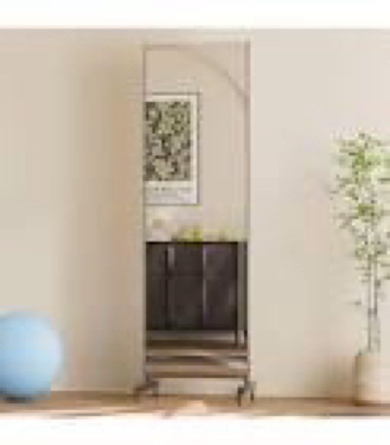 brisafe 63"x20" ultra-light mobile floor mirror with 360° wheels, 0.04mm shatterproof nano film for 