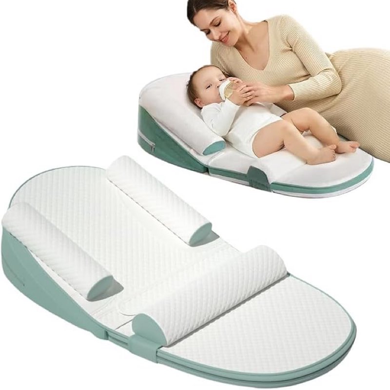 infants feeding pillow, baby anti overflow feeding pillow, baby multifunctional feeding support pillow, travel portable, removable adjustable,green