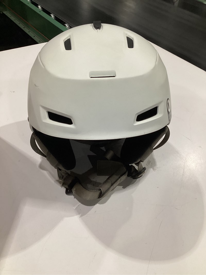 Condition photo showing item condition for (used) retrospec zephyr ski helmet - snowboard helmet for adults & youth with adjustable fit, 9 breathable vents, removable washable earmuffs - snow sports helmet for men & women matte eggshell medium