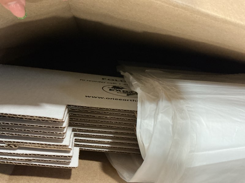 Condition photo showing Good Condition for One Earth Disposable and Reusable Corrugated Cardboard Trash Boxes- Bundle of 10 Trash Boxes + 20 Trash Bags (Black): 40 Gallons