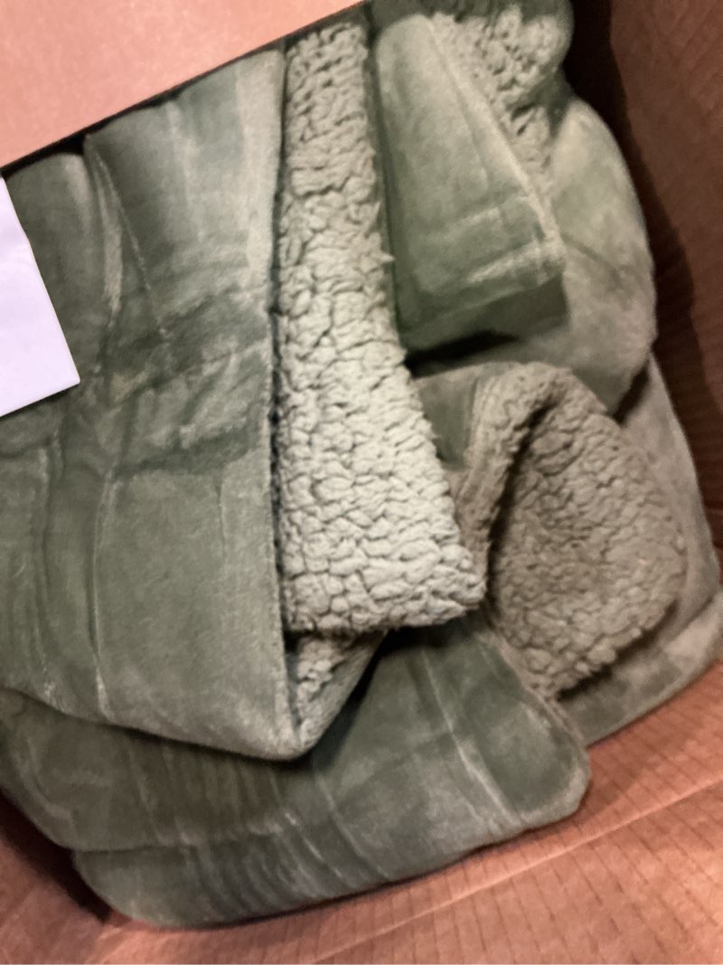 Condition photo showing Good Condition for Monbix Fluffy Queen Comforter Set Olive Green, Sherpa Plush Fuzzy Comforter 3 Piece for Queen Size Bed, Luxury Soft Winter Warm Bedding Set Olive Green Queen