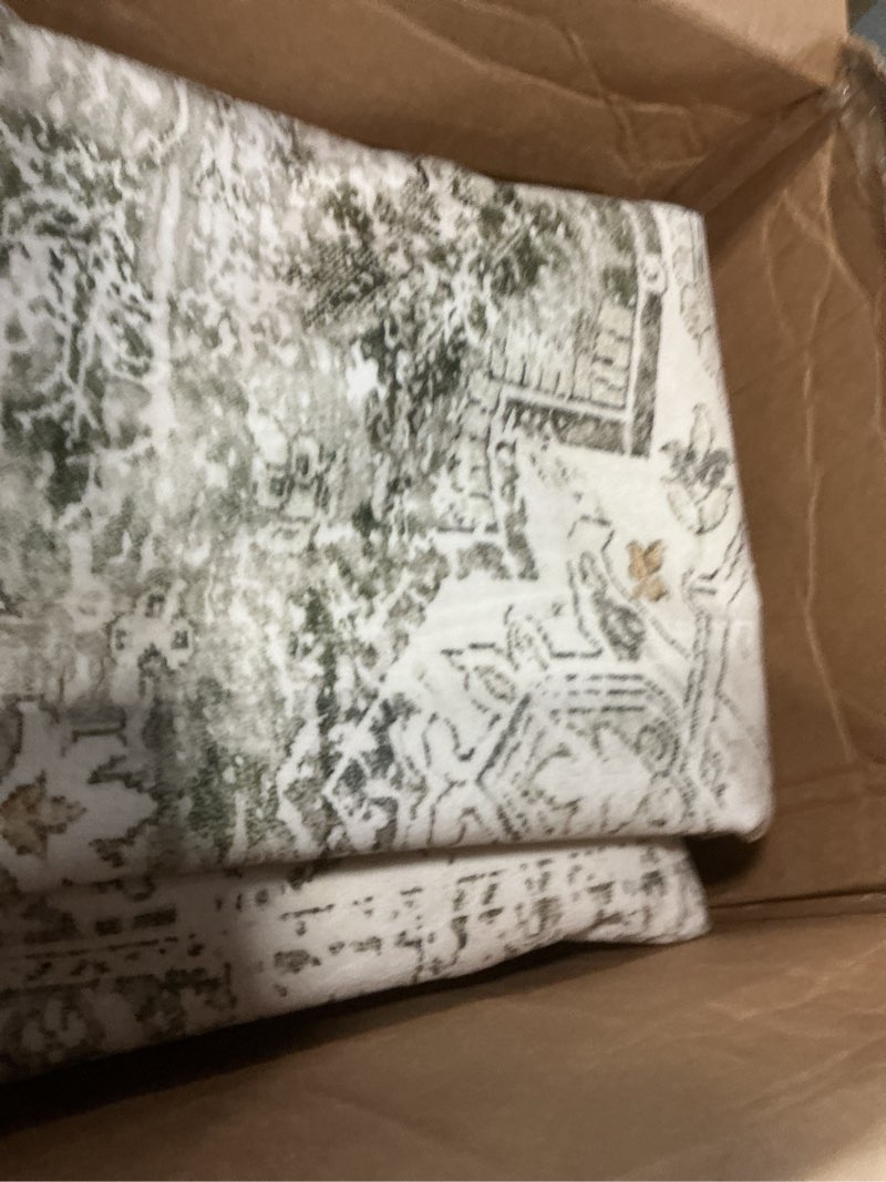 Condition photo showing Good Condition for LIVEBOX Washable Area Rug 8x10 - Large Vintage Tribal Living Room Rug Oriental Rugs for Bedroom, Non-Slip Retro Medallion Carpet Print Distressed Rugs for Dining Room Home Office Sage 8' x 10' (Rectangular) Medallion Sage