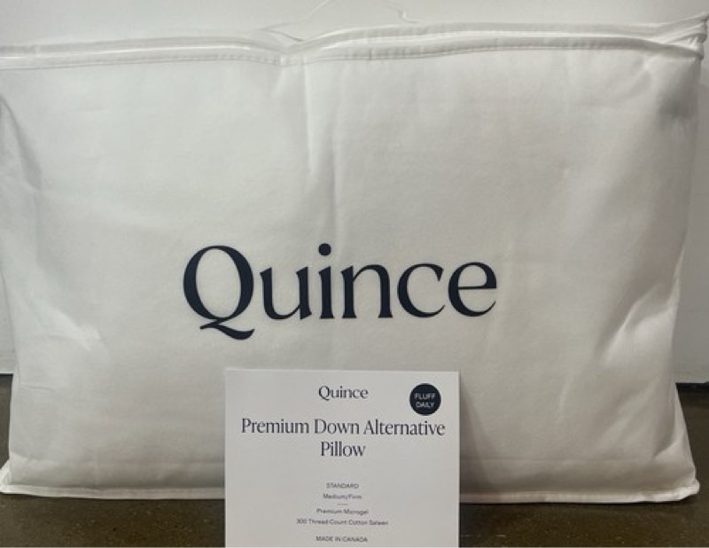 NWOT Quince Down Alternative Pillow Standard Size Cotton Sateen Medium/Firm