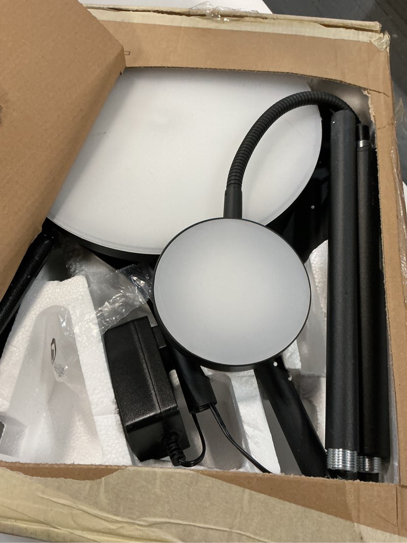 Condition photo showing As Is for Dimunt Floor Lamp LED Floor Lamps for Living Room Bright Lighting, 27W/2000LM Main Light and 7W/350LM Side Reading Lamp, Adjustable 3 Colors Tall Lamp with Remote & Touch Control