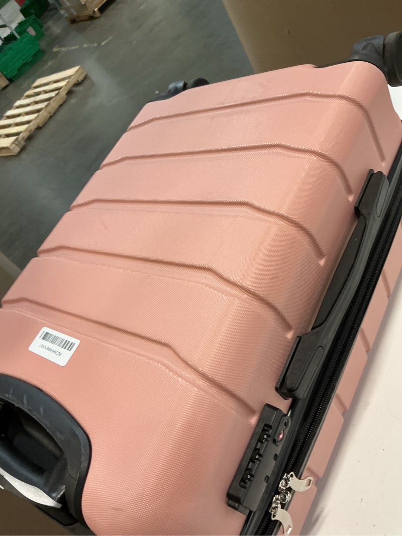 Condition photo showing As Is for newbulig 3-pcs set suitcases spinner wheels lightweight expandable travel hard shell luggage with tsa lock, pink pink 3-pcs set