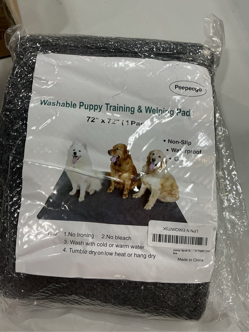 Condition photo showing New/Like New for peepeego non-slip dog pads extra large 72" x 72", washable pee pads with fast absorbent, reusable, waterproof for training, whelping, housebreaking, incontinence, for playpen 72x72 inch (pack of 1)