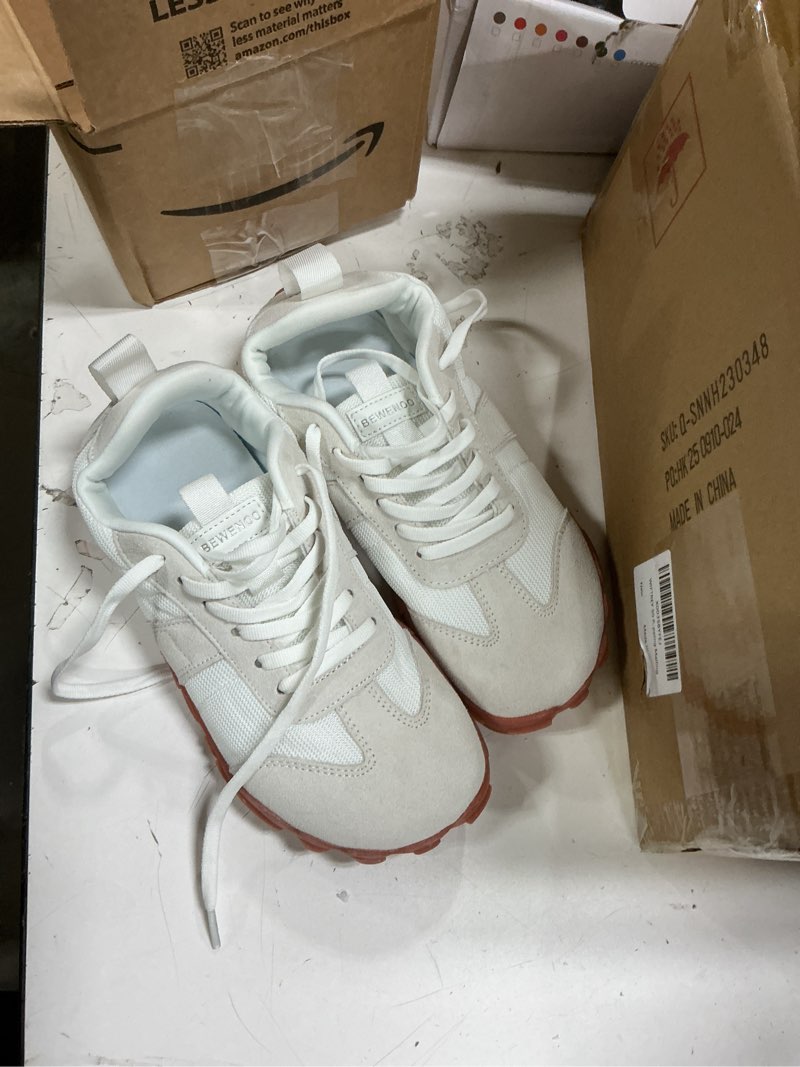 Condition photo showing Good Condition for Hike Barefoot Shoes Sneakers for Womens Mens Minimalist Trail Running Footwear Hiking Grounding Biking Shoes Wide Toe Box White Grey 6.5 Women/5 Men