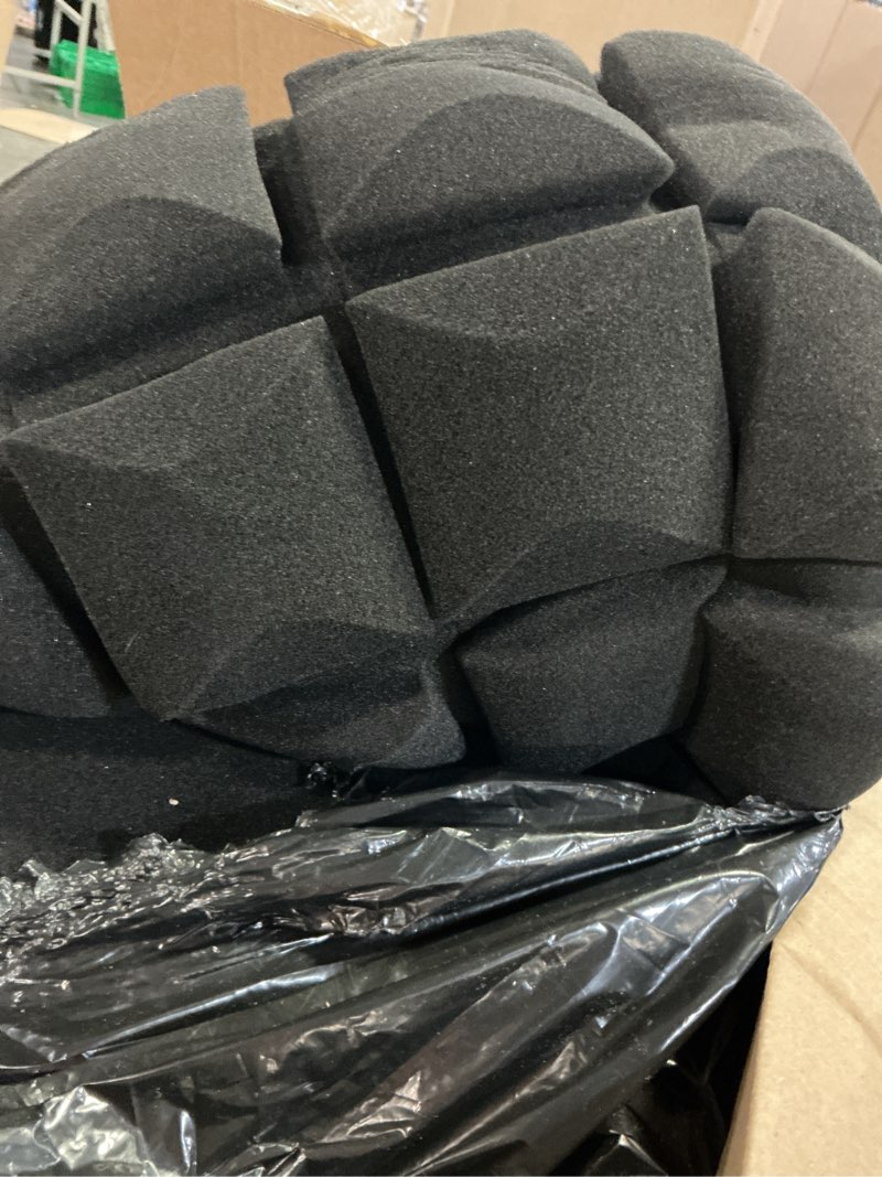 Condition photo showing As Is for 36 pack sound proof foam panels for walls, 2 x 12 x 12 inches acoustic foam panels, high density acoustic panels sound absorbing, noise cancelling studio wedges, black (not include adhesive)