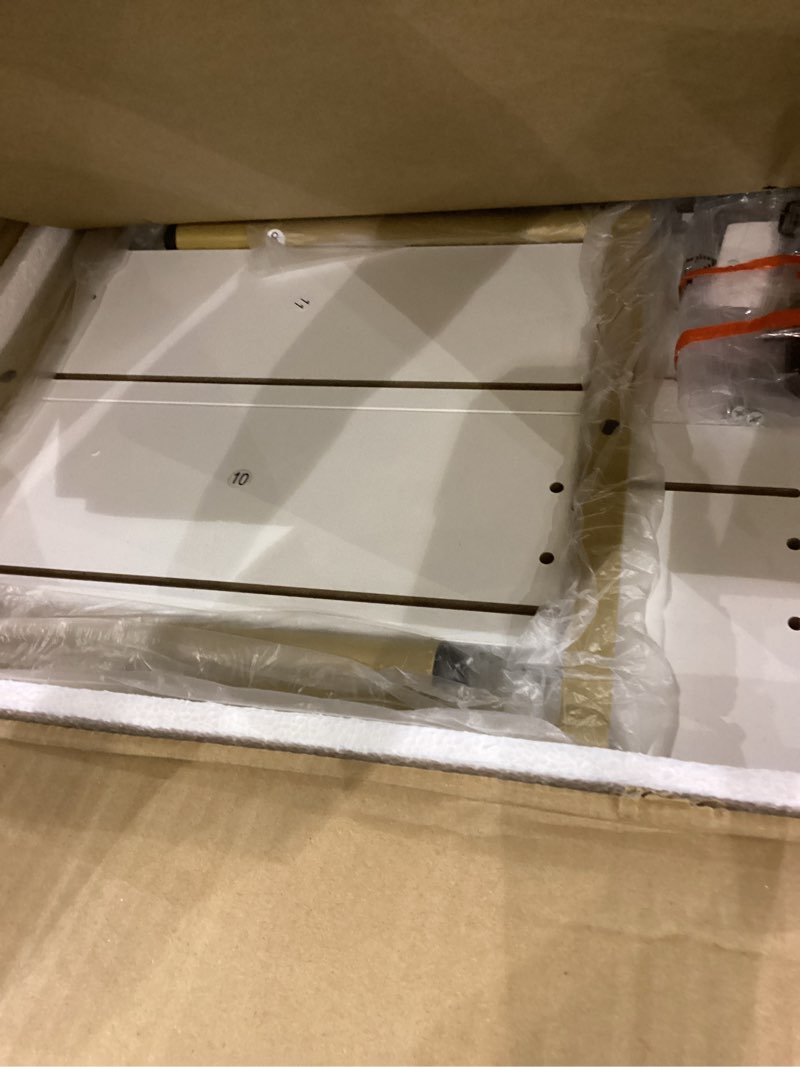 Condition photo showing Good Condition for Nightstand,Morden Bedside Table with Gold Frame,Small White Night Stand,End Table,Bedside Furniture,Side Table with Drawer and Shelf for Bedroom,Living Room (1Drawer, White) White 1Drawer-stripe