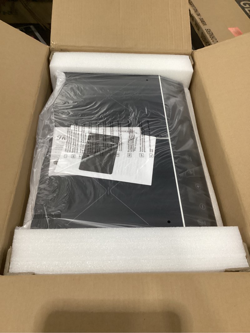 Condition photo showing New/Like New for 24 inch double induction cooktop, touch control electric cooktop with dual burners, shared 1800w power, low-power continuous heating, countertop use split touch control