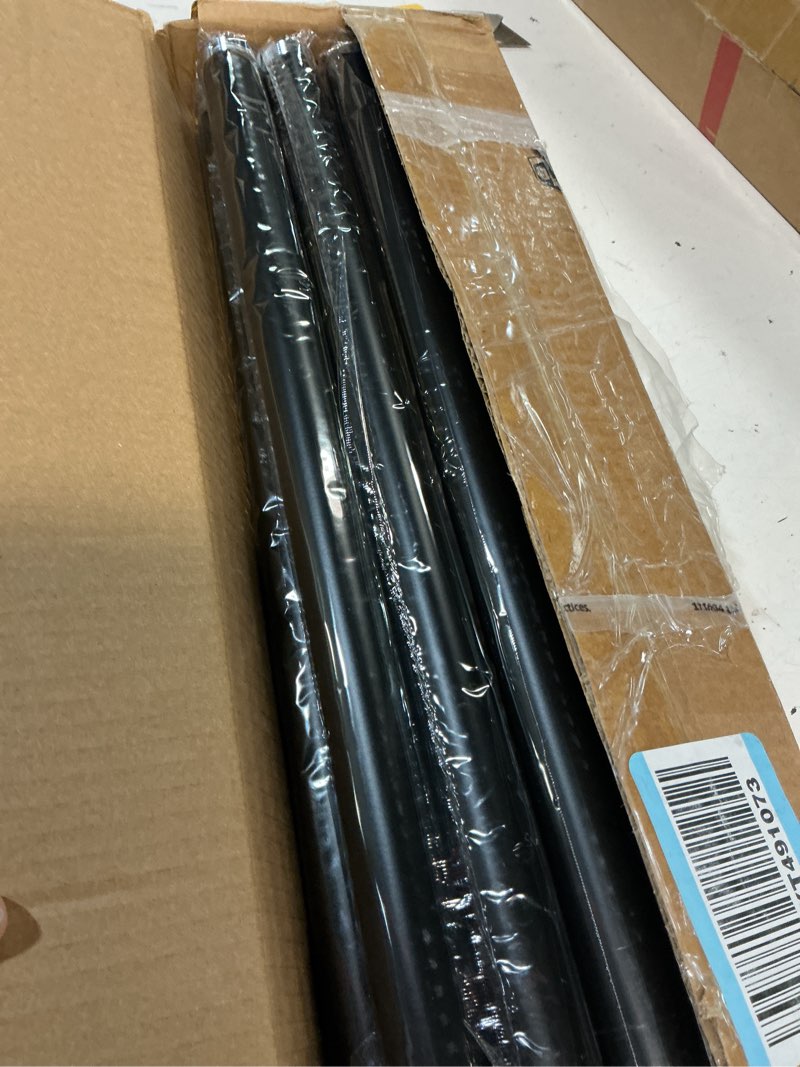Condition photo showing New/Like New for black curtain rods for windows 66-120inch(5.5-10ft) heavy duty french return rod, wrap around blackout curtain rods, long adjustable room darkening drapery rod for bedroom, living room outdoor patio black 66"-120"