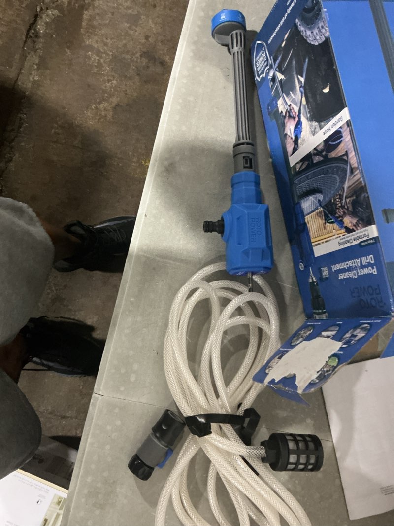 Condition photo showing As Is for possibly used rotopower power cleaner drill attachment 500-psi 1-gpm cold water battery pressure washer with 1 spray tips