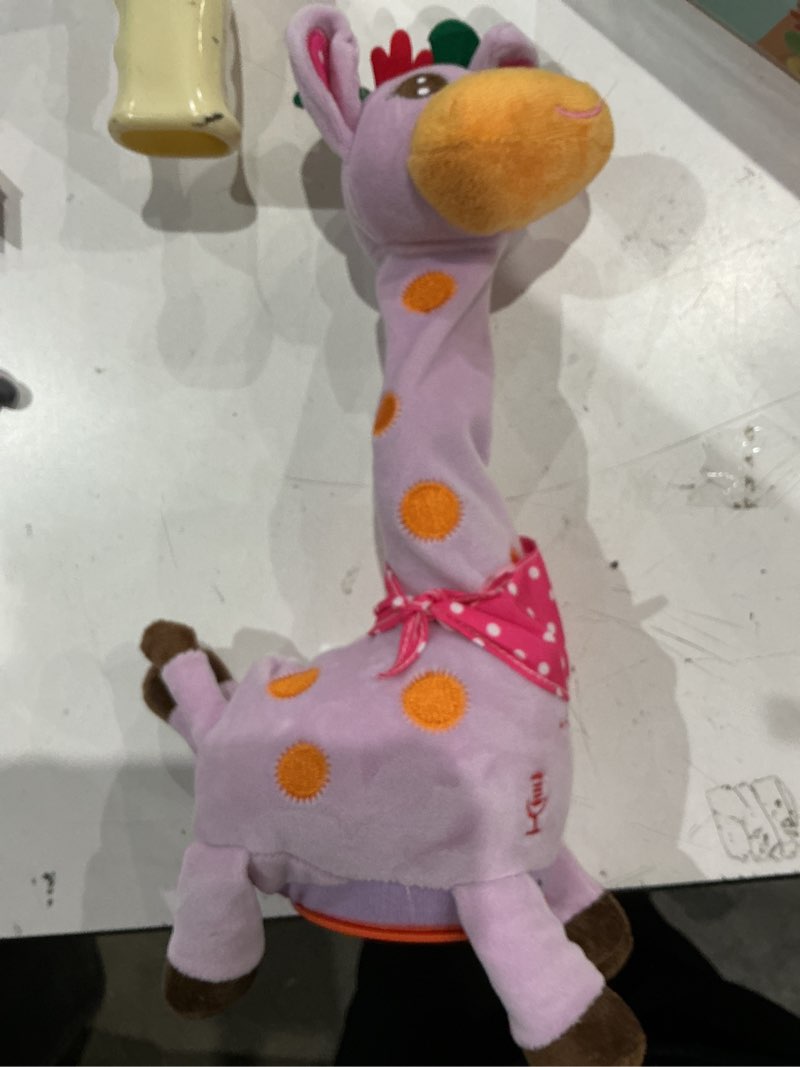 Condition photo showing Good Condition for (no batteries included)jisoncase talking dancing giraffe baby toy, adjustable volume tummy time toy repeating what you say, singing mimicking recording sensory education for toddlers boy girls purple