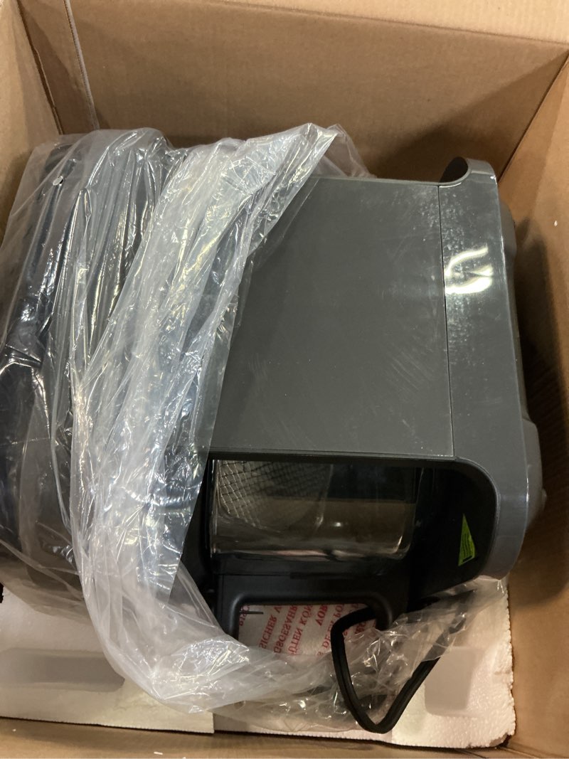 Condition photo showing As Is for Nutrichef 5.8 Quart Air Fryer | 8-1 Preset Cook Modes | Transparent Fry Bowl for Best Cooking Results | Cook Shrimp, Steak, Fries, Wings, Chicken & More | Precise Temperature Control & Time | Grey