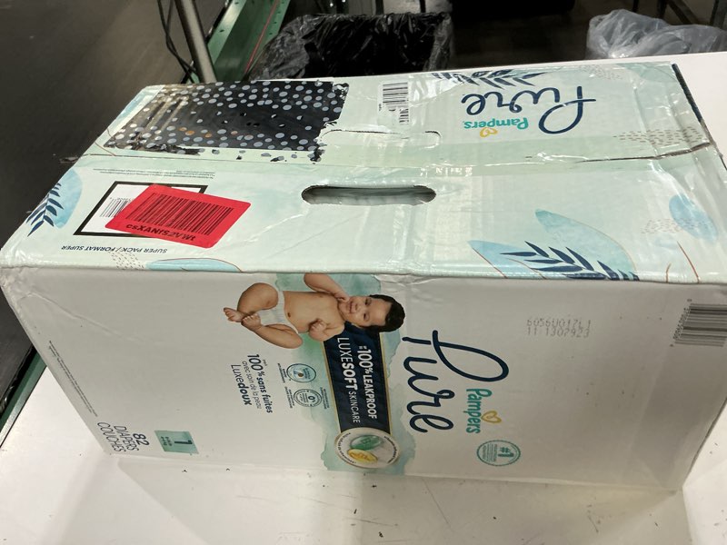 Condition photo showing New/Like New for pampers pure baby diapers, size 1 (8-14 lbs), 82, up to 100% leakproof, premium hypoallergenic soft diapers size 1 82