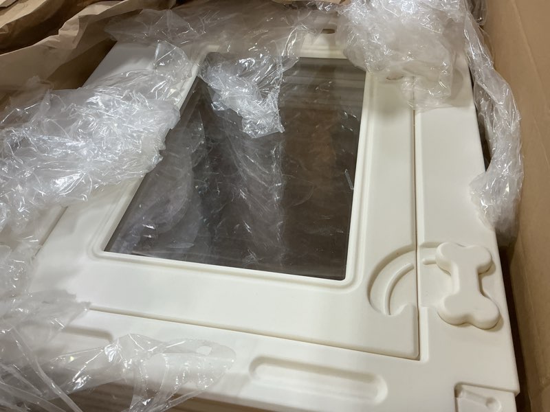 Condition photo showing As Is for Clear Acrylic Dog Playpen with Door,23.6" Puppy Playpen,Easy Assemble Pet Fence,8-Panel for Puppies/Small Dog Play Pen Indoor (White-8, 23.6 Inch-H, 8 Panel) White-8 8 Panel 23.6 Inch-H