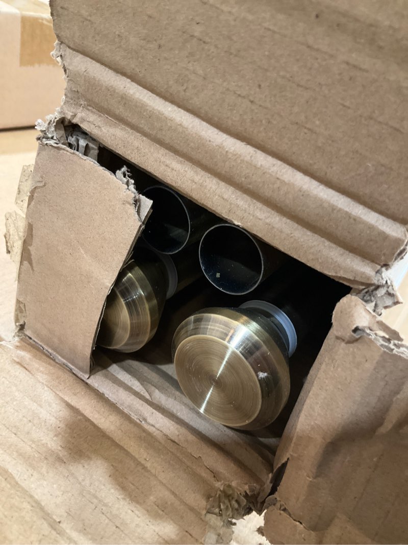 Condition photo showing Good Condition for 2 pack telescoping curtain rods,1inch diameter drapery rods 72-144inch length adjustable rod with brackets window treatment-antique bronze antique bronze 72-144"