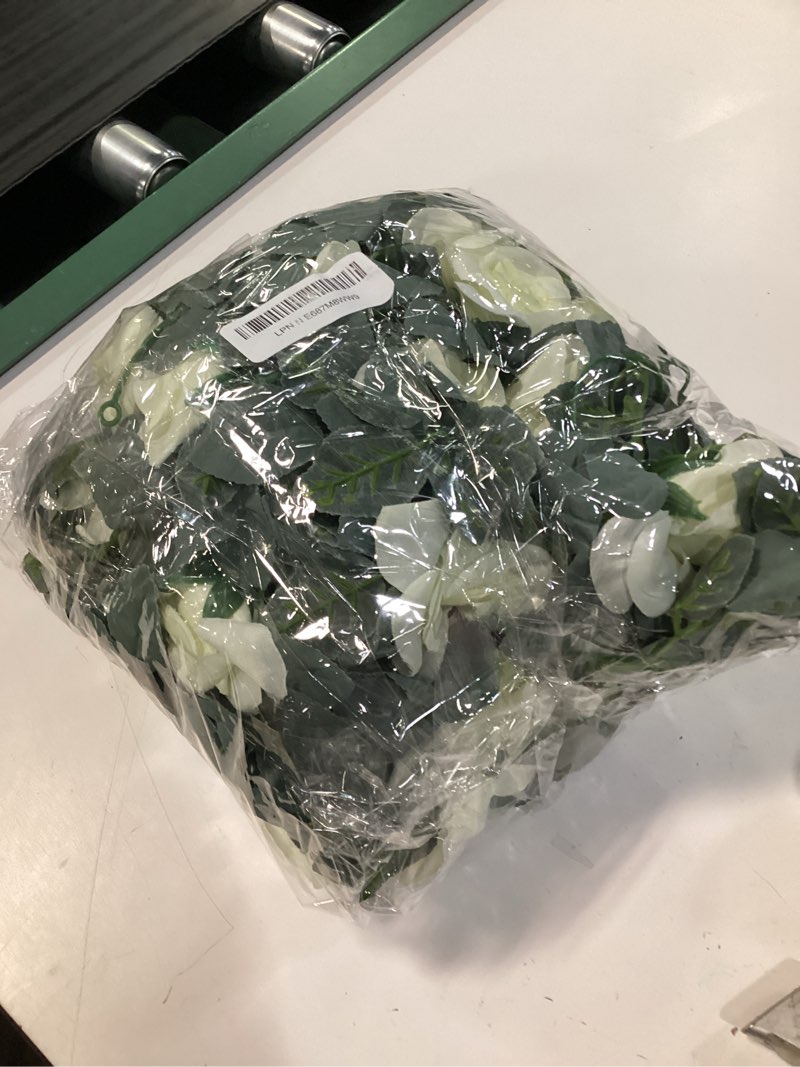 Condition photo showing Good Condition for flower garland rose vine 4pcs 28ft artificial floral garland with green leaves hanging rose vine for wedding party garden home wall decor (white)