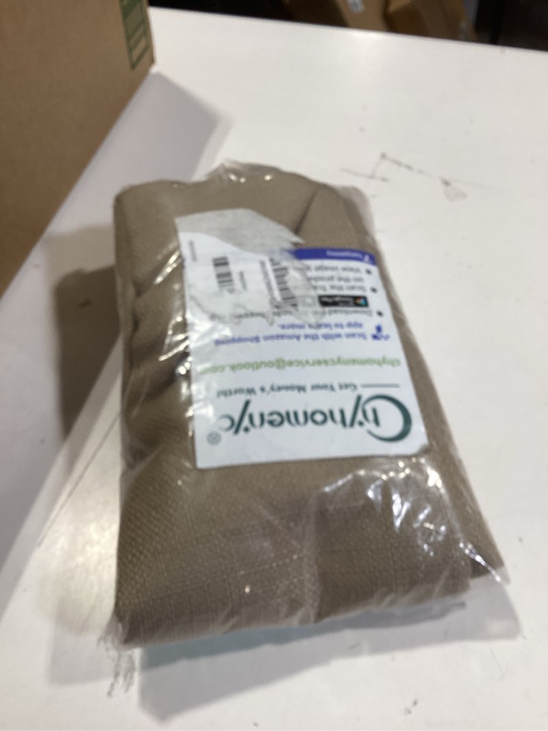 Condition photo showing Good Condition for chyhomenyc 2 panels camel kitchen curtains 36 inch length tier curtains, faux linen textured small cafe curtains, light filtering short window curtains for bathroom basement, each 30x36 inch camel 30"w x 36"l (pack of 2)