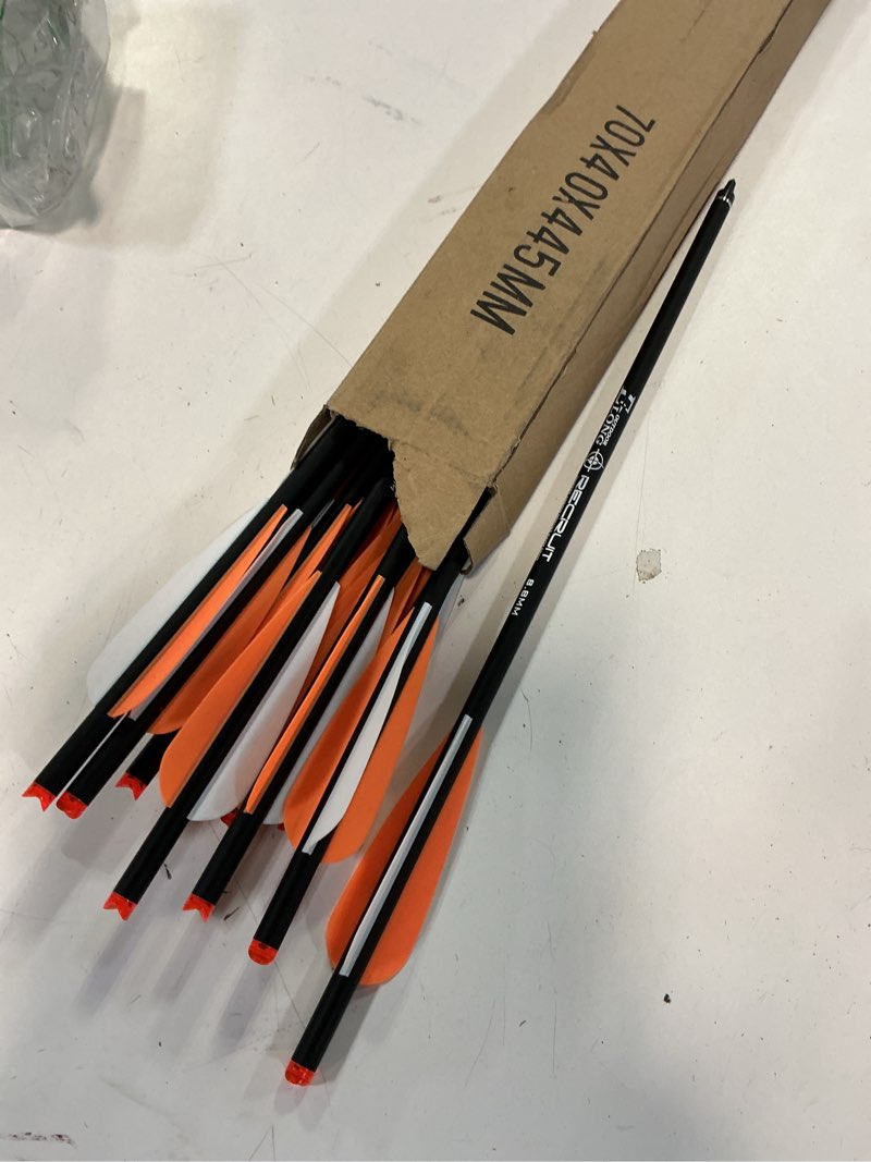Condition photo showing Good Condition for Carbon Crossbow Bolts 16 18 20 Inch Hunting Archery Arrows with 4" Vanes Replaced Arrowhead Tip (Pack of 12) 16 inch orange