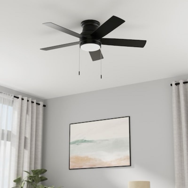 harbor breeze calverton easy2hang 44-in matte black with matte blades led