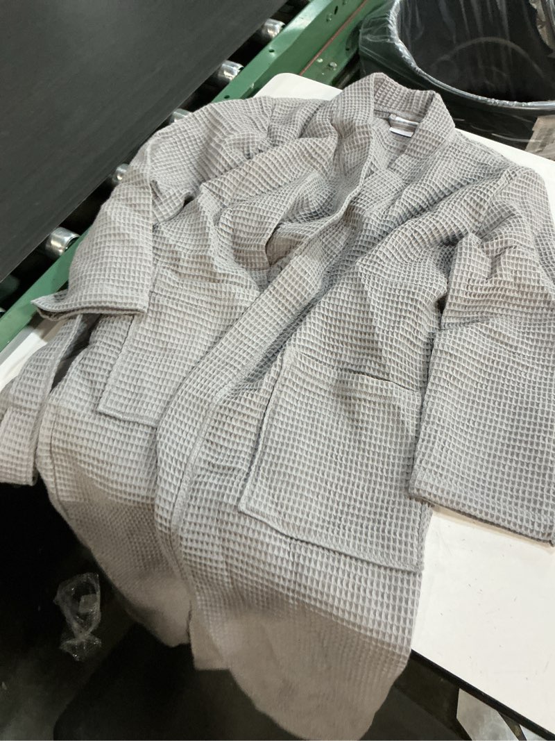 Condition photo showing As Is for quince grey organic turkish waffle robe size s  